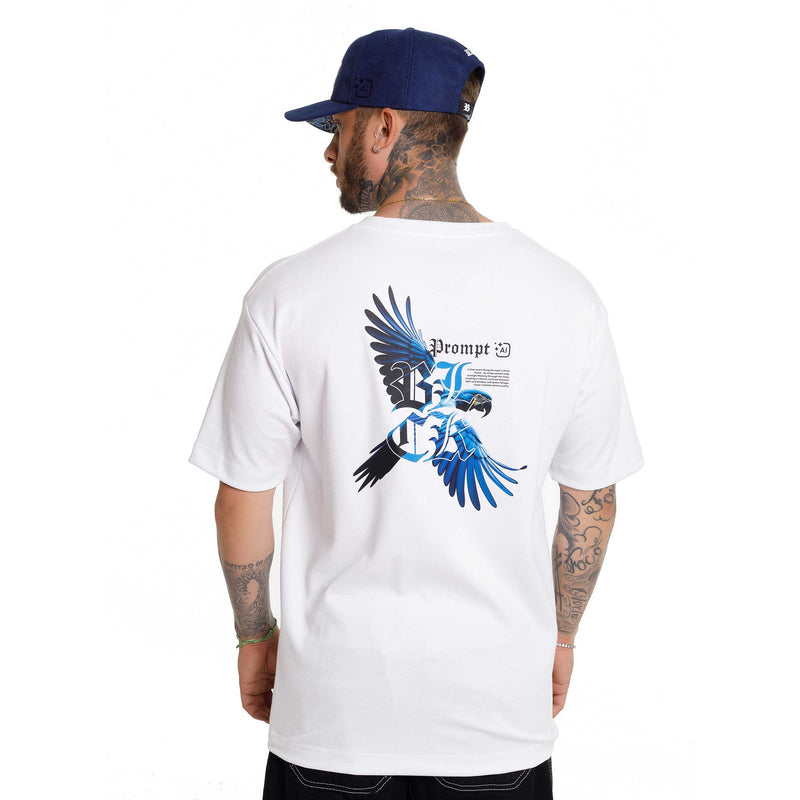 Camiseta Oversized IA Branca Arara Azul