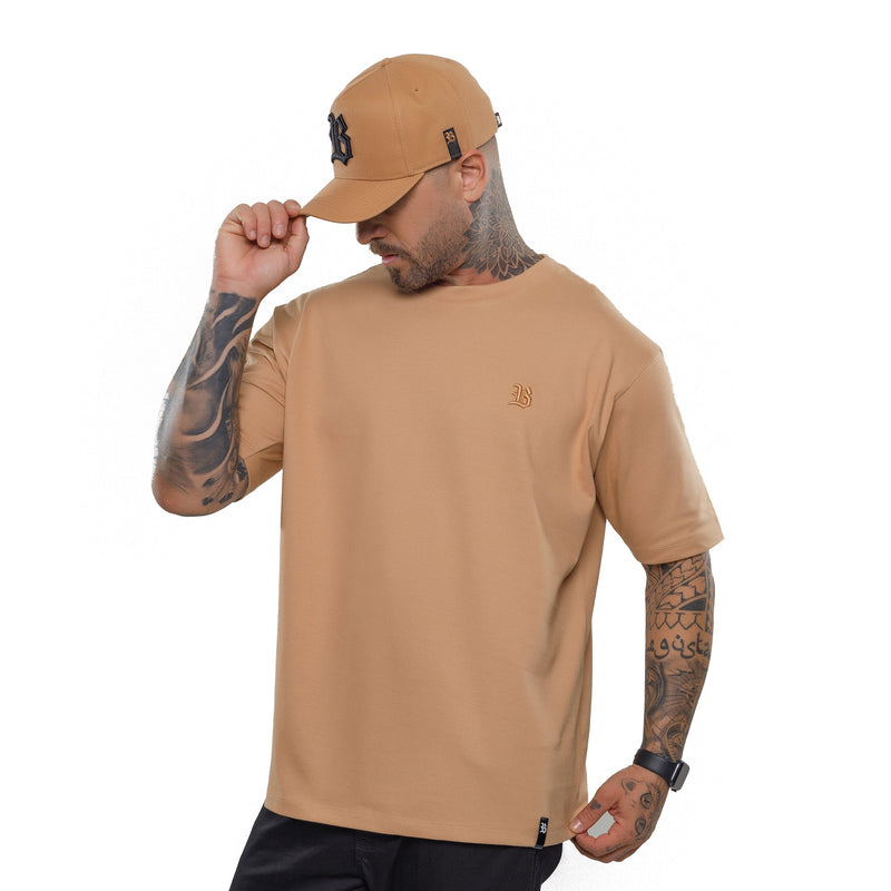 Camiseta Oversized Caramelo Basic Logo Bordado
