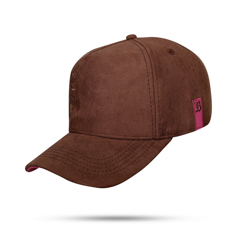 Boné Snapback Marrom Suede Born Raised to Pink