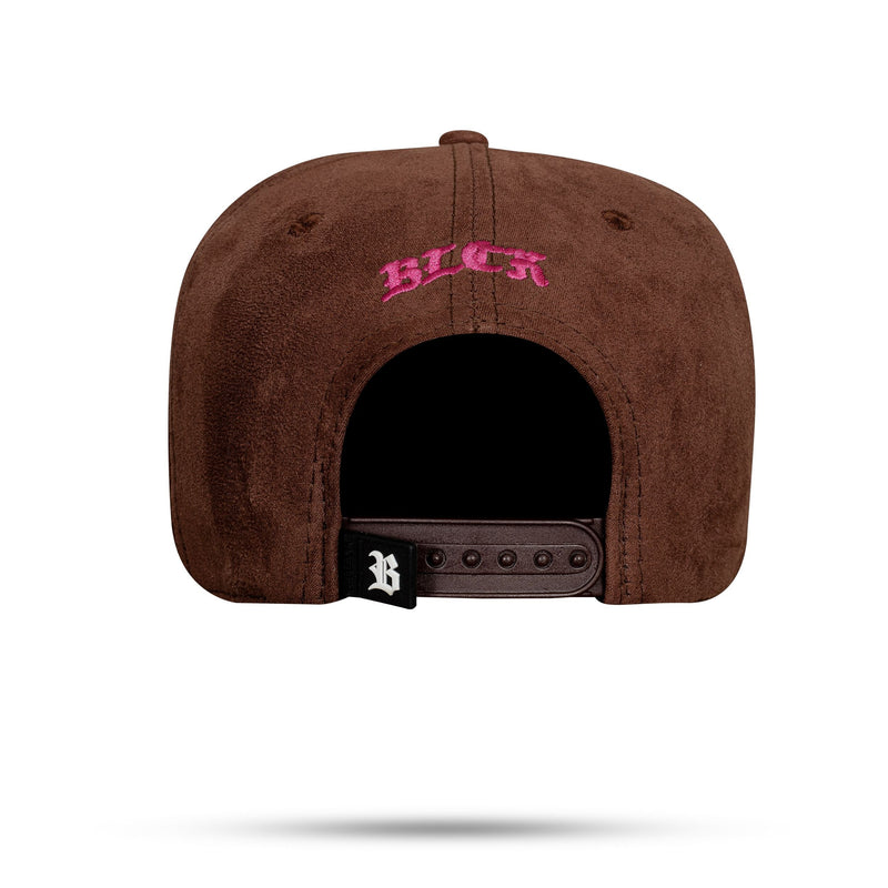 Boné Snapback Marrom Suede Born Raised to Pink