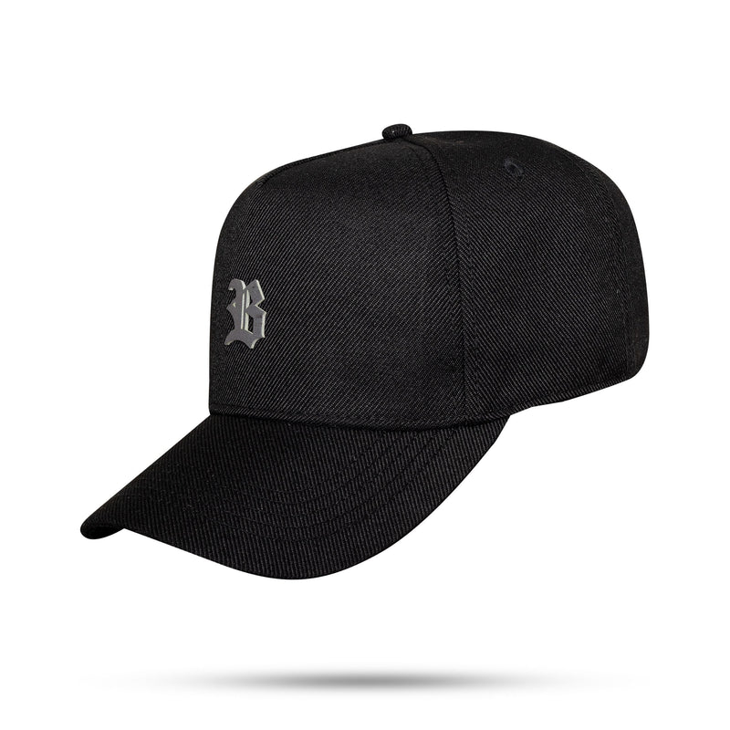 Boné Snapback Preto Basic Colors Logo Cinza