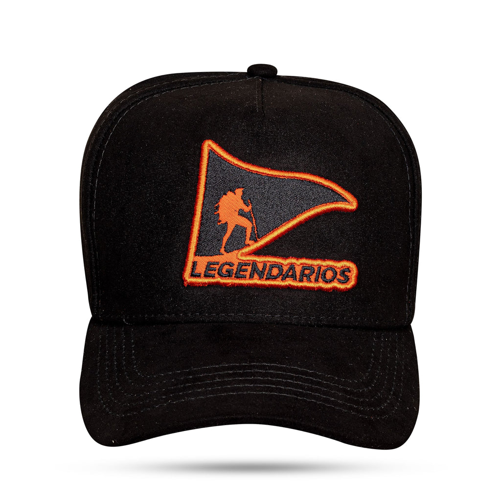 Boné Legendários Suede Preto/Laranja