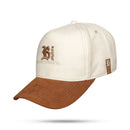 Boné Snapback Suede Off White e Marrom Never Common