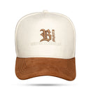Boné Snapback Suede Off White e Marrom Never Common