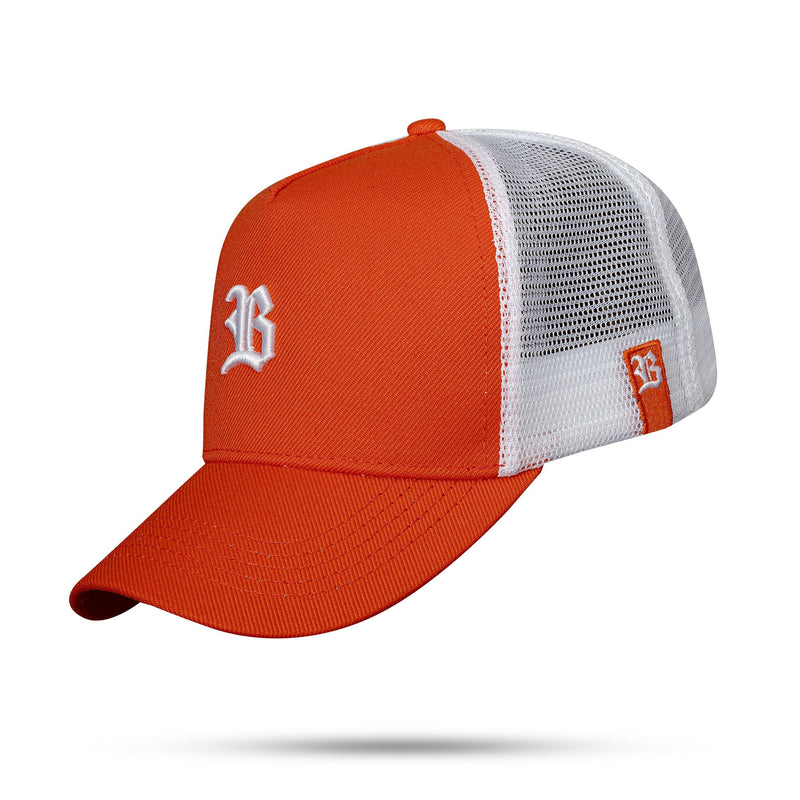 Boné Snapback Trucker Basic Laranja e Branco