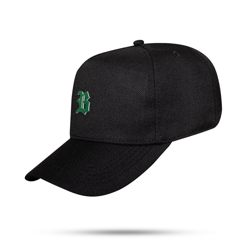 Boné Snapback Preto Basic Colors Logo Verde Militar