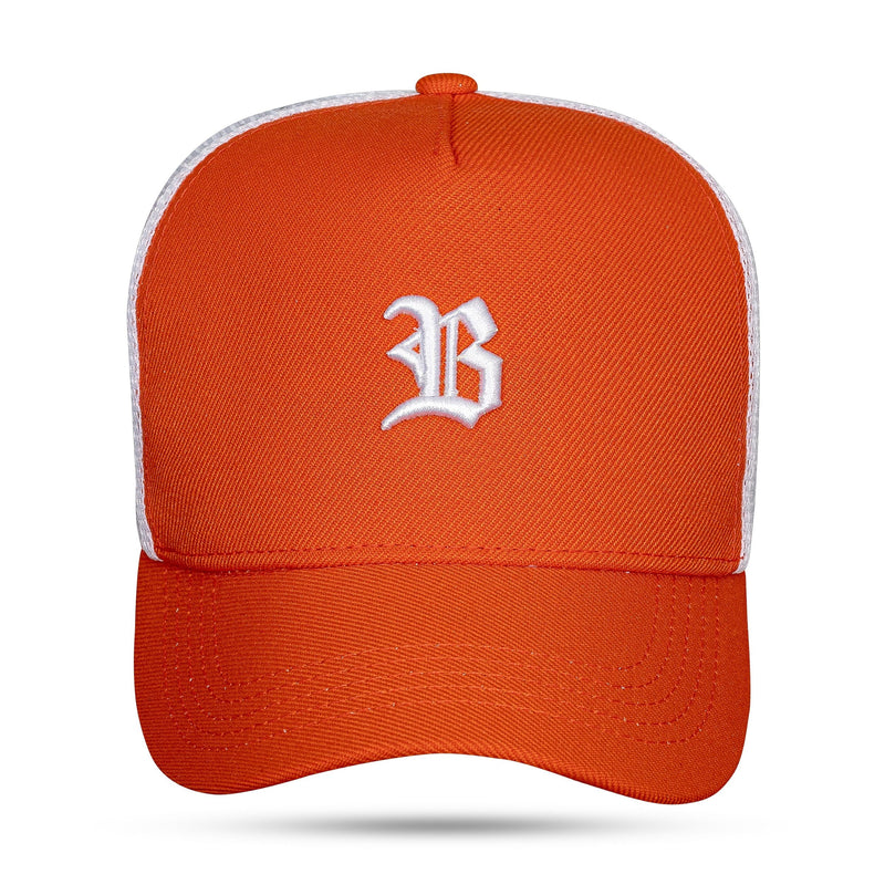 Boné Snapback Trucker Basic Laranja e Branco