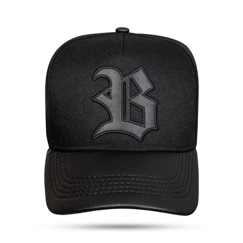 Boné Snapback Aba Couro All Black