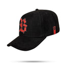 Boné Snapback Suede Preto Verniz Vermelho