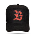 Boné Snapback Suede Preto Verniz Vermelho