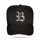 Boné Snapback Preto Logo Couro Laser Chumbo