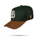 Boné Snapback Verde Musgo Aba Couro Brown