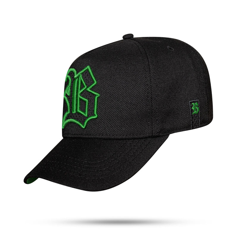 Boné Snapback Preto Grid Verde Bandeira