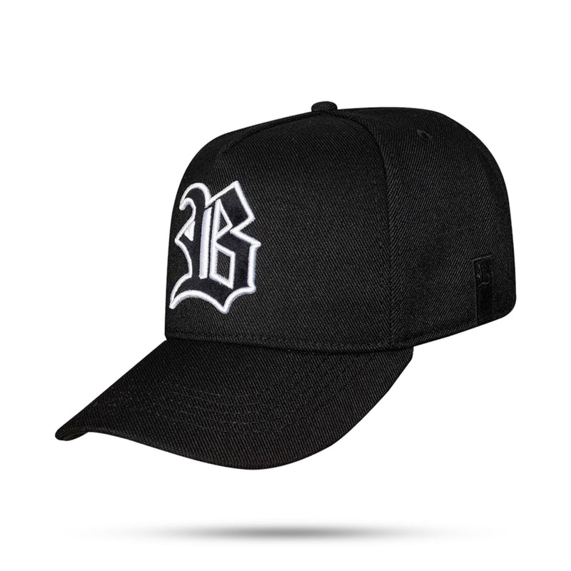 Boné Snapback Preto Contour Veludo Branco