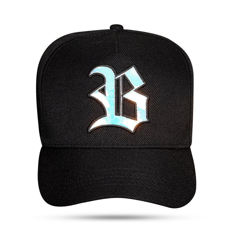 Boné Snapback Preto Wings Holográfico Prata