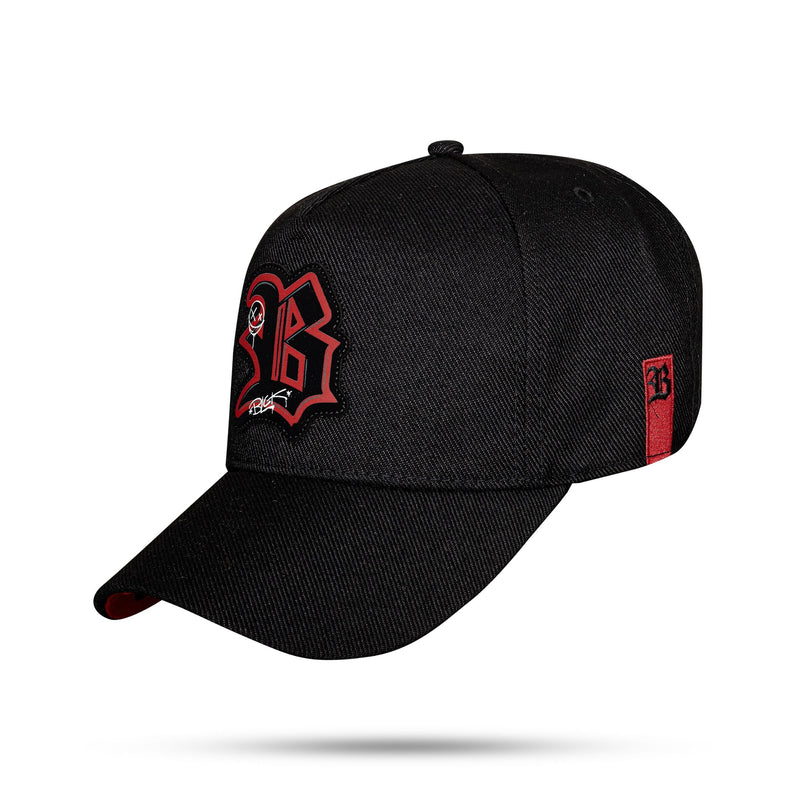 Boné Snapback Preto Paint Vermelho