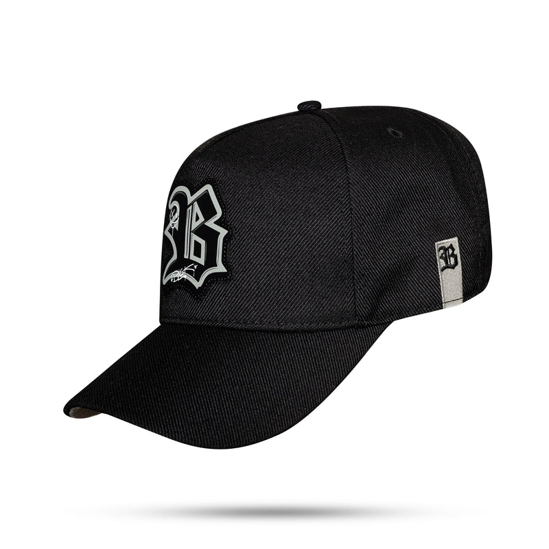 Boné Snapback Preto Paint Cinza
