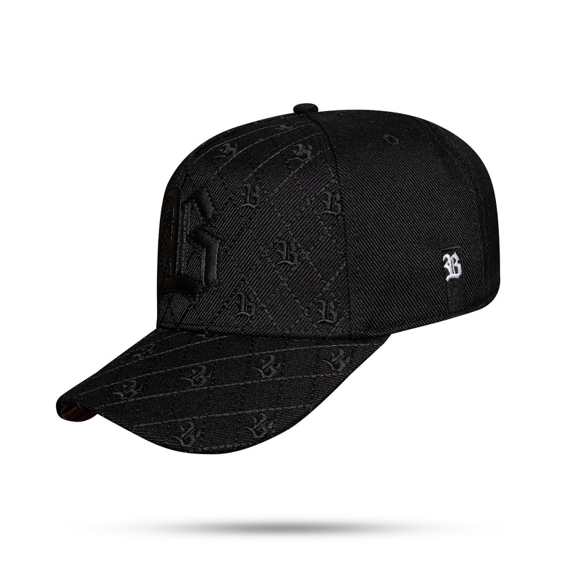 Boné Snapback New All Black Letters Logo Couro