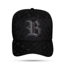 Boné Snapback New All Black Letters Logo Couro