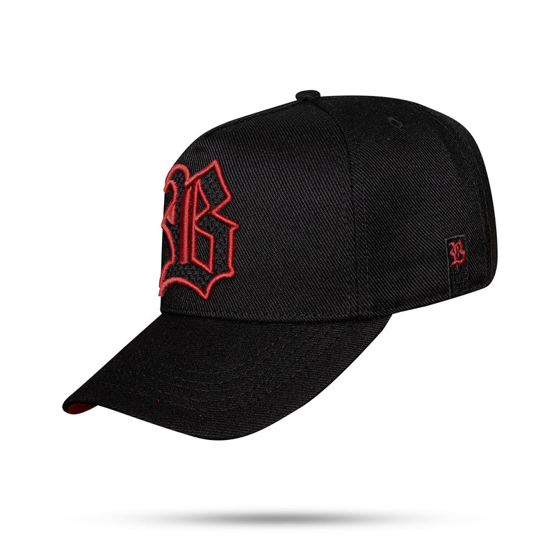 Boné Snapback Preto Logo Sport Contour Vermelho