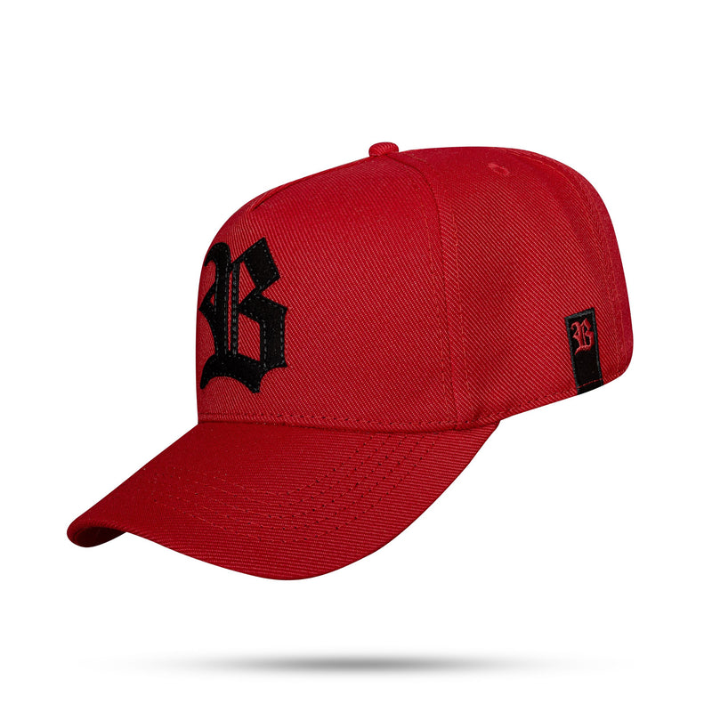 Boné Strapback Vermelho Logo Suede Preto