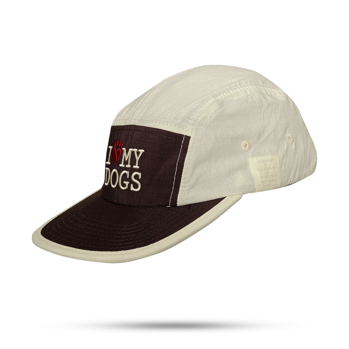 Boné Five Panel Strapback Marrom e Bege I Love My Dogs