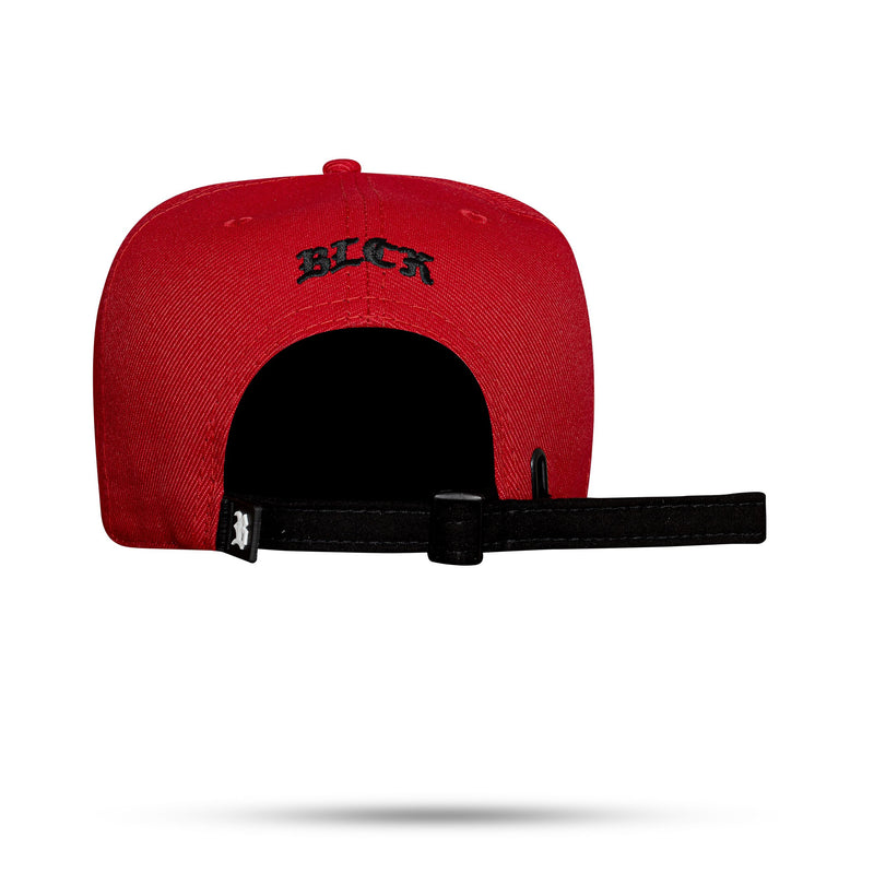 Boné Strapback Vermelho Logo Suede Preto