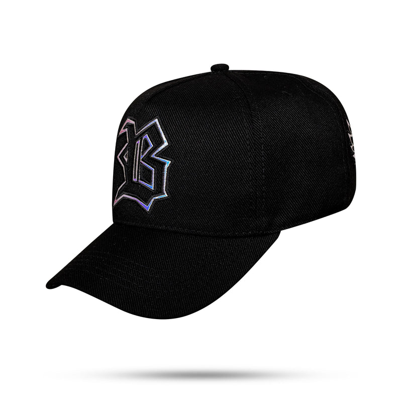 Boné Snapback Preto Holográfico Prata Wings 2.0