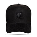 Boné Snapback Preto Suede Aba Cotelê