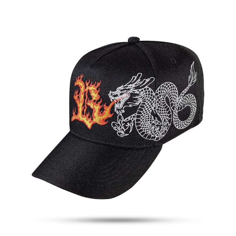 Boné Snapback Preto Dragon Fire Branco