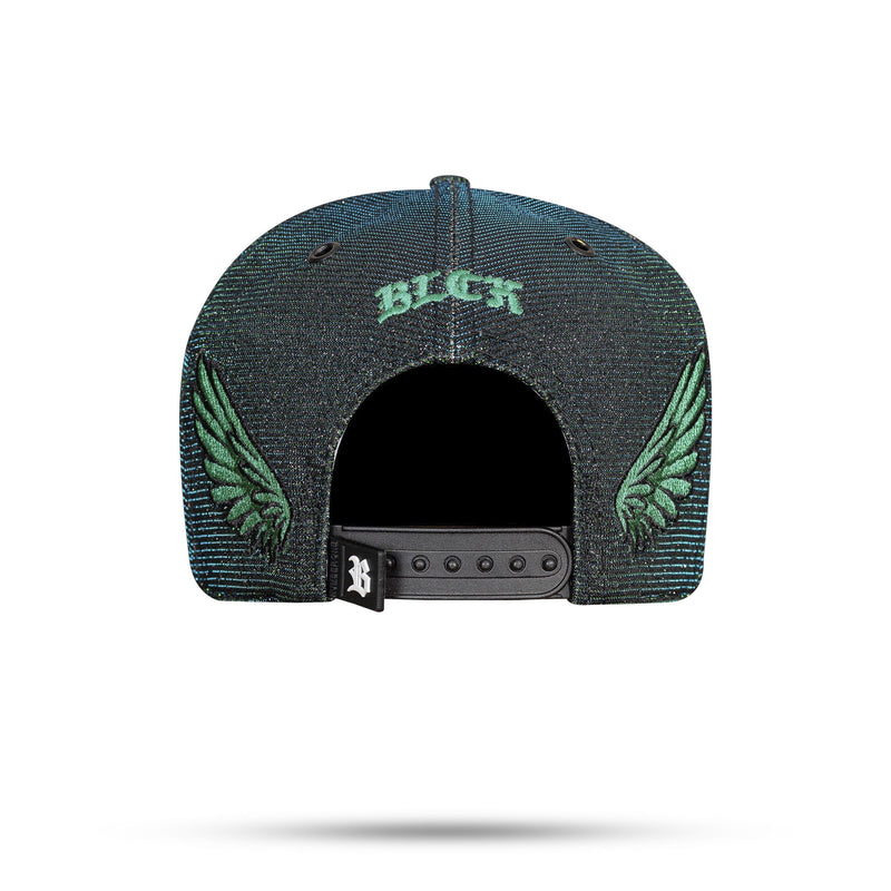 Boné Preto Kids Snapback All Shine 3D Azul Verde Wings