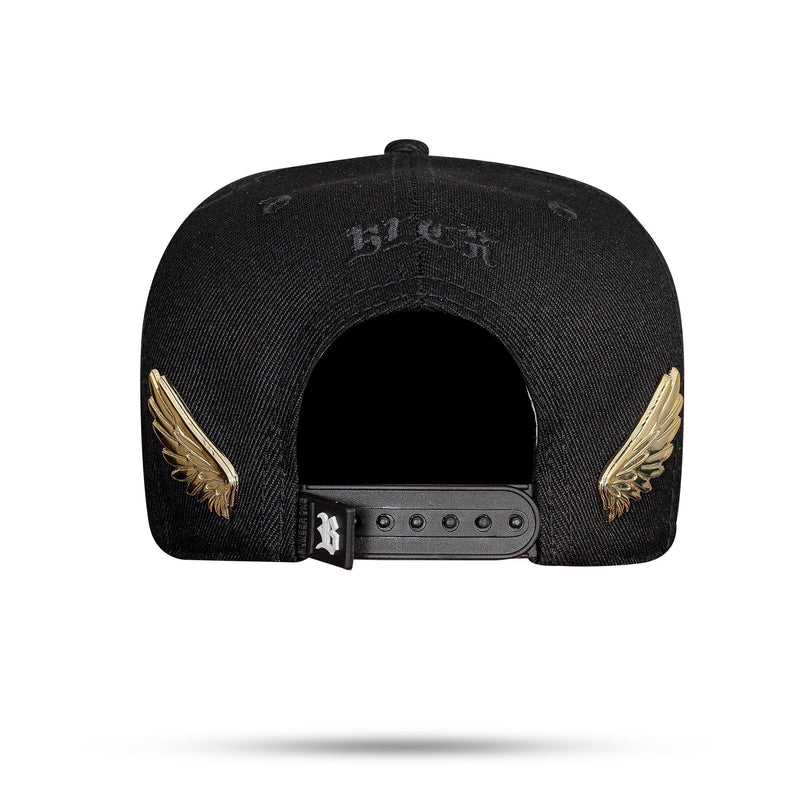 Boné Snapback Preto Metal Wings Gold