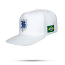 Boné Snapback Branco Brasil Brasão Aba Reta 🇧🇷