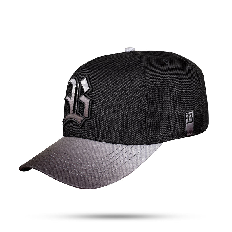 Boné Snapback Preto Aba Degradê Preto e Branco