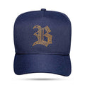 Boné Snapback Azul Marinho Strass Laranja Flúor