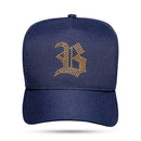 Boné Snapback Azul Marinho Strass Laranja Flúor