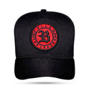 Boné Snapback Preto Logo Suede Follow Vermelho