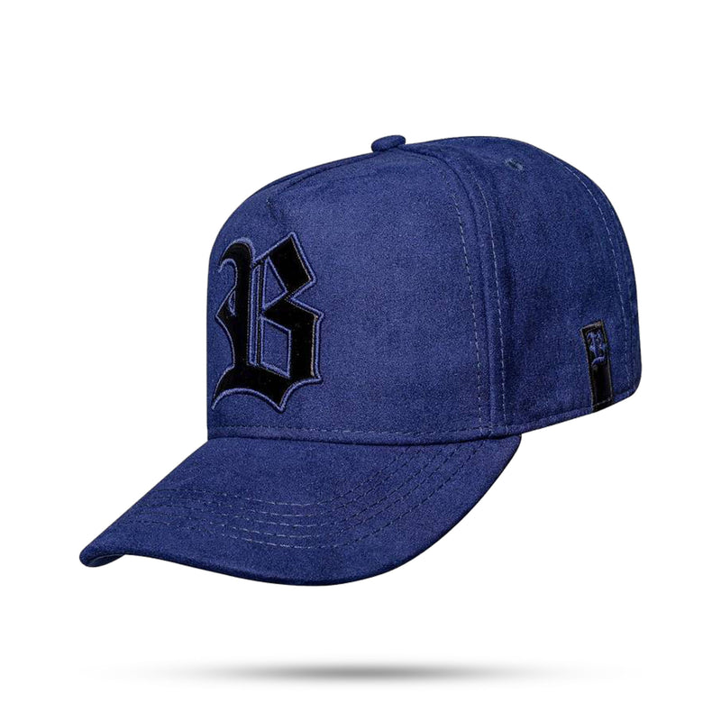 Boné Snapback Suede Azul Marinho Logo Black Piano