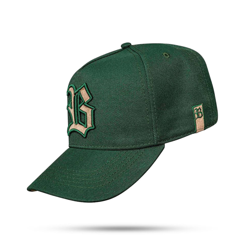 Boné Snapback Verde Musgo Contour Veludo Bege