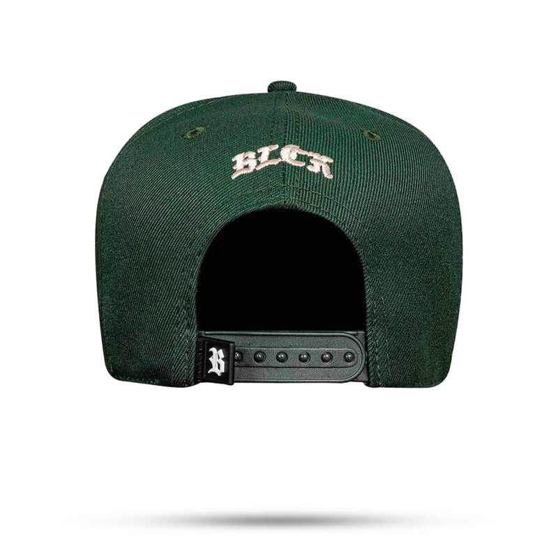Boné Snapback Verde Musgo Contour Veludo Bege