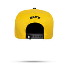Boné Snapback Amarelo Vibe Preto Aba Couro