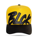 Boné Snapback Amarelo Vibe Preto Aba Couro