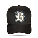 Boné Snapback Preto New Wings Couro Amarelo