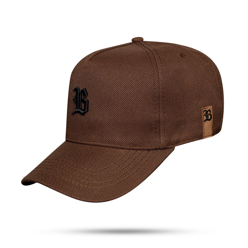 Boné Snapback Basic Marrom Chocolate Logo Preto