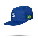 Boné Snapback Azul Brasil Brasão Branco Aba Reta 🇧🇷
