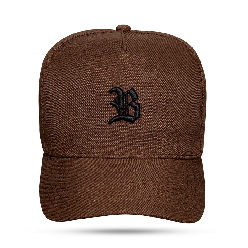 Boné Snapback Basic Marrom Chocolate Logo Preto