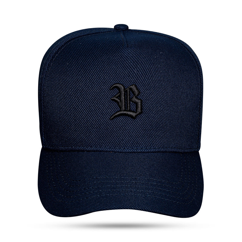 Boné Snapback Basic Azul Marinho Logo Preto