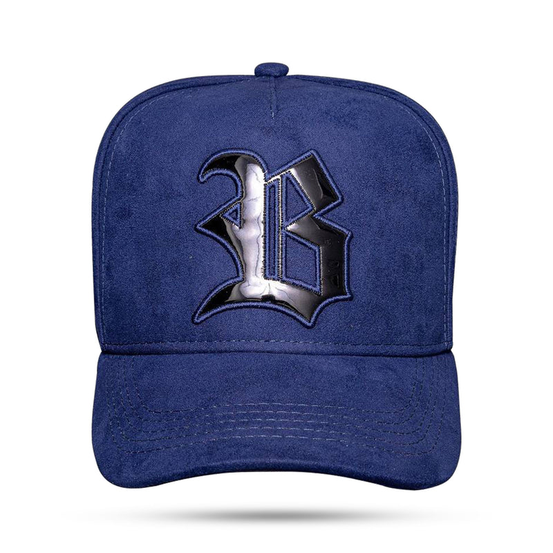 Boné Snapback Suede Azul Marinho Logo Black Piano
