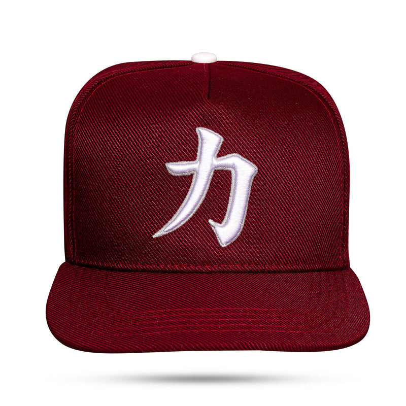 Boné Snapback N25 Aba Reta Vinho Kanji Força - I Love My Caps