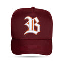 Boné Snapback Vinho Alto Relevo Branco
